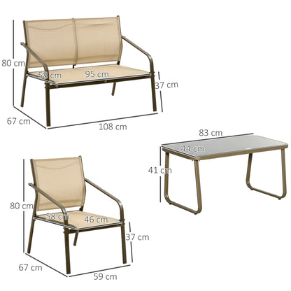 Outdoor 4 Pcs Khaki Set Sofa, 2 Chairs and Table | Outsunny - Borgè