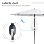 Garden Umbrella 3x2.5 m Tiltable with Removable Pole, in Metal and White Polyester - Borge' Group Limited