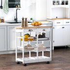 kitchen trolley with drawers and wooden and white holder - Borgè