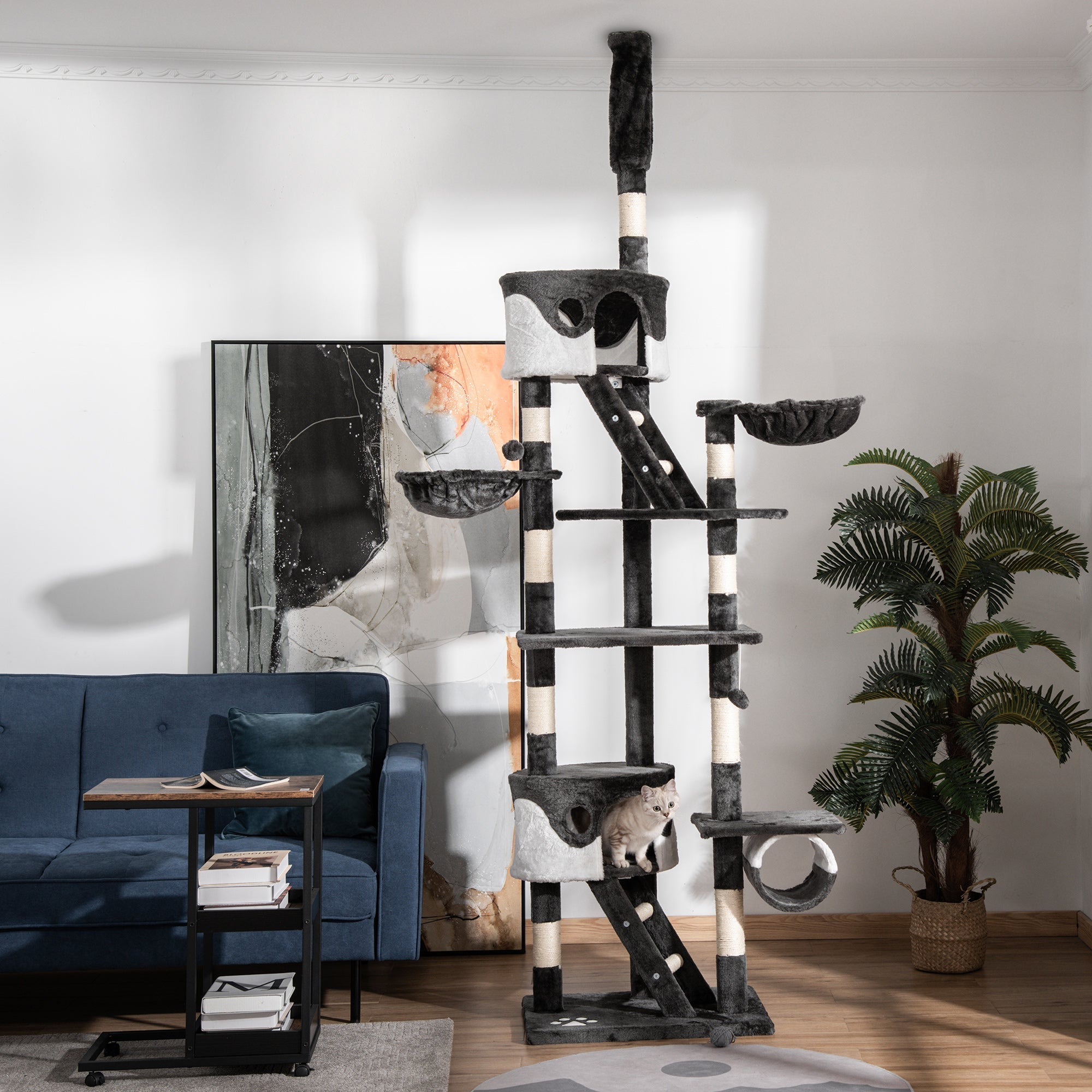 Cat Tree for cats with Scratch Pole for up to 5 Kgs Cat 240-260CM - Borge' Group Limited