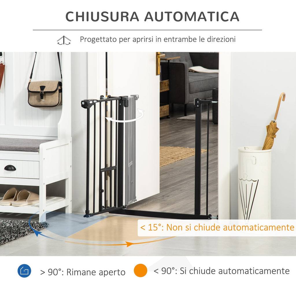 Extendable Dog Gate with Pressure Fit and Automatic Closure, 68x76.2 cm, Black - Borge' Group Limited