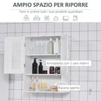 Kleankin Wall Bathroom Wall Bathroom Cabinet With locker and shelf, 60x20x70cm - White - Borgè