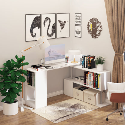Modern and angular desk for PC, Chamber or White Wooden Office with bookstore