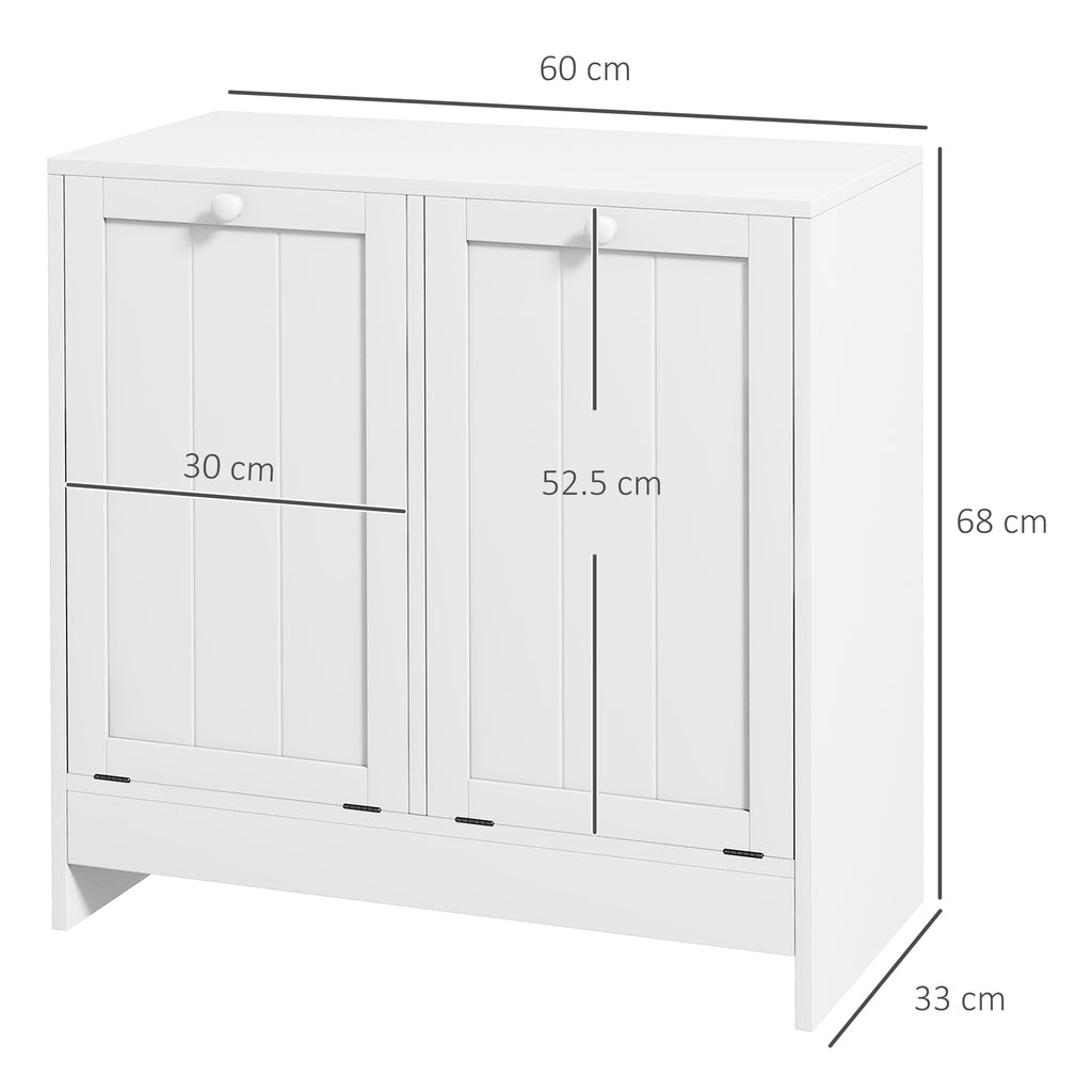 Clothes Cabinet with 2 Wooden Tilt Compartments, 66x33x68cm, White - Borgè