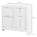 Clothes Cabinet with 2 Wooden Tilt Compartments, 66x33x68cm, White - Borgè