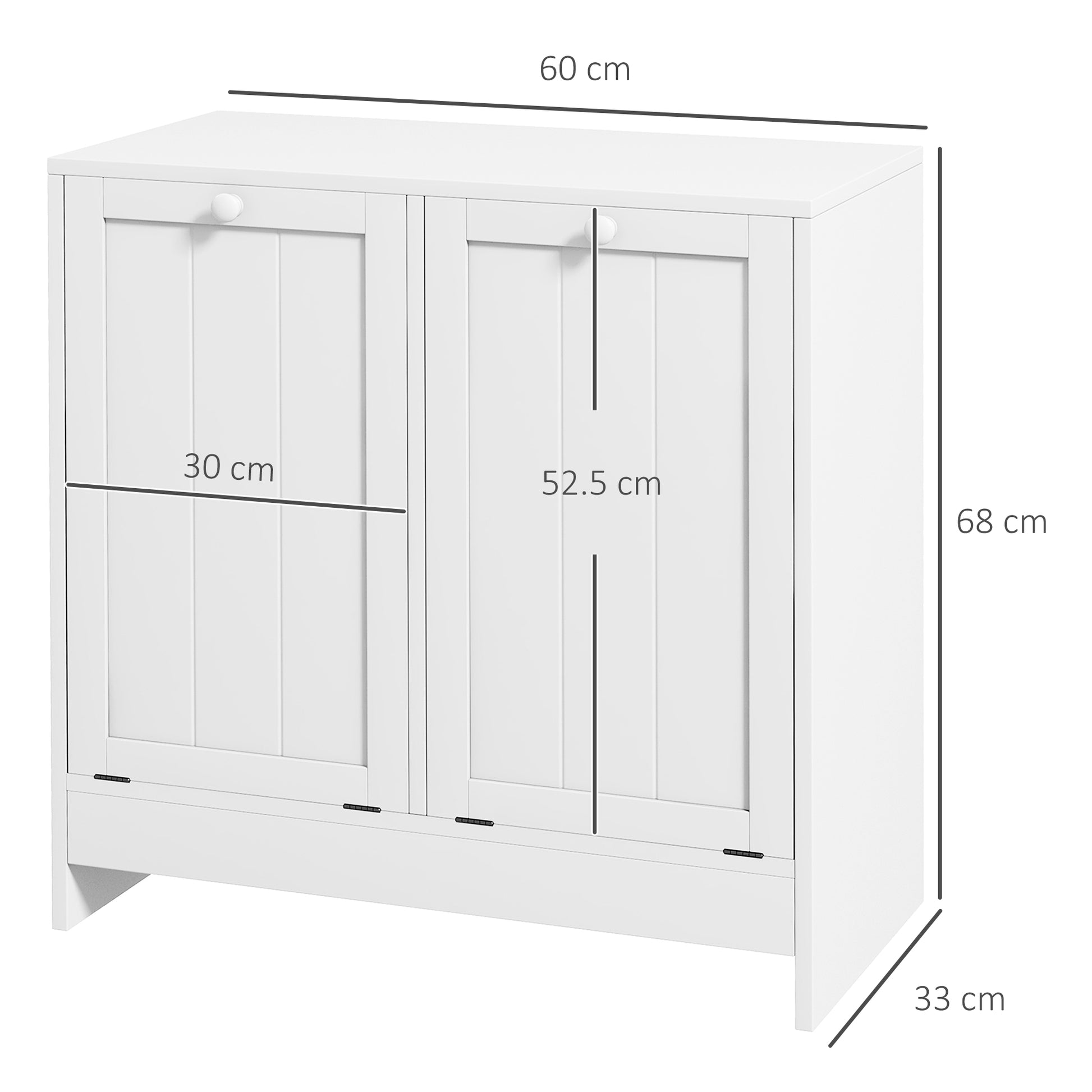 Clothes Cabinet with 2 Wooden Tilt Compartments, 66x33x68cm, White - Borgè