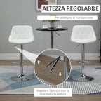set 2 swivel design bar stools with adjustable height - white - Borgè