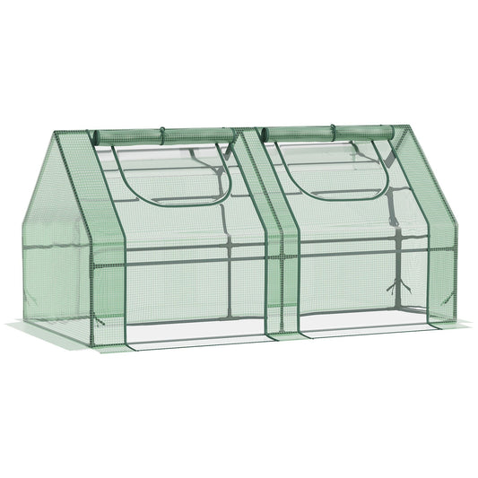 Outsunny greenhouse for vegetable garden plants with 2 covers in pe and pvc, steel structure - green 180x90x90cm - Borgè