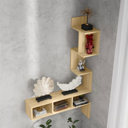 Homcom MDF storage shelf with open shelves for living room and bedroom, 80x20x128.5 cm, oak - Borgè