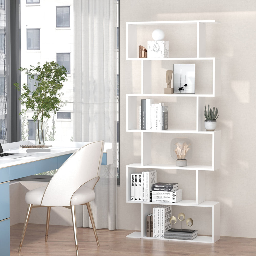 Homdom Modern Design Library White shelf, 80x23x192cm - Borgè