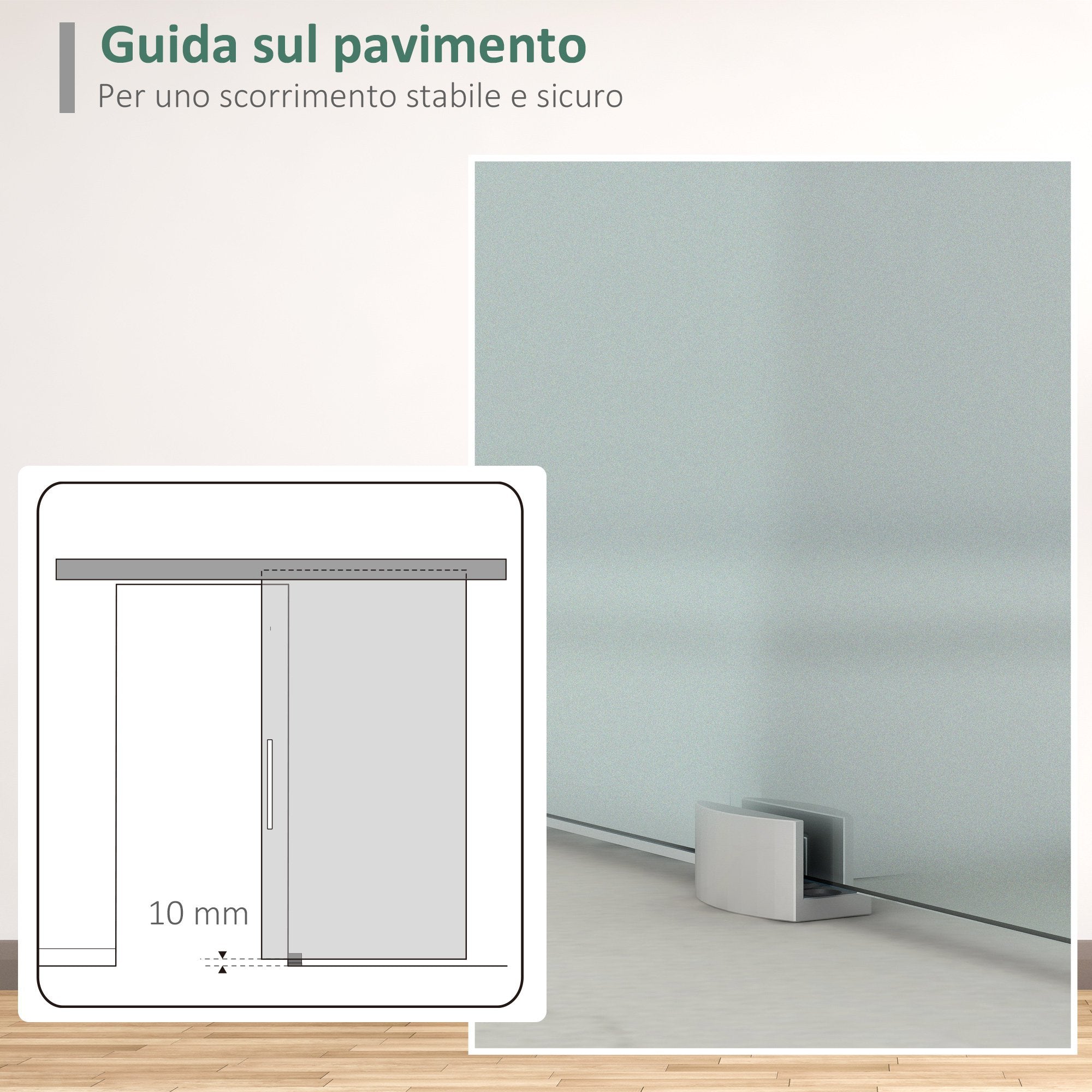 Sliding Glass Door in satin glass with track | 90x205cm - Borgè