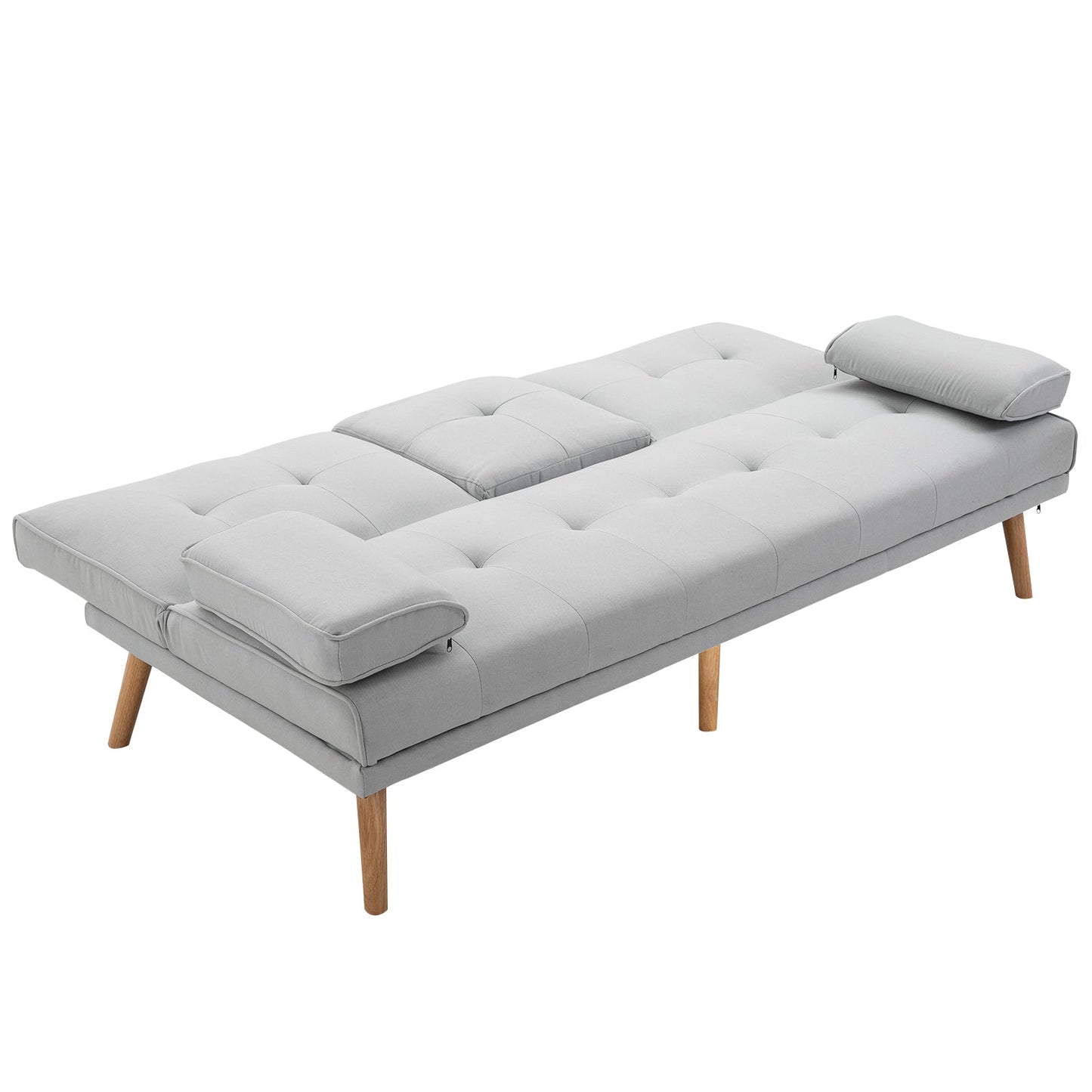 Sofa Bed 3 seats Scandinavian design reclining 2 detachable armrests with non -slip mat covered in linen legs in pyoppol - Borgè