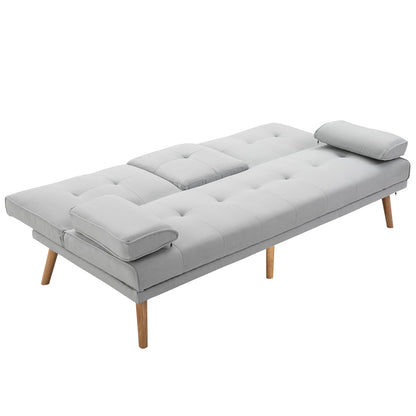 Sofa Bed 3 seats Scandinavian design reclining 2 detachable armrests with non -slip mat covered in linen legs in pyoppol - Borgè