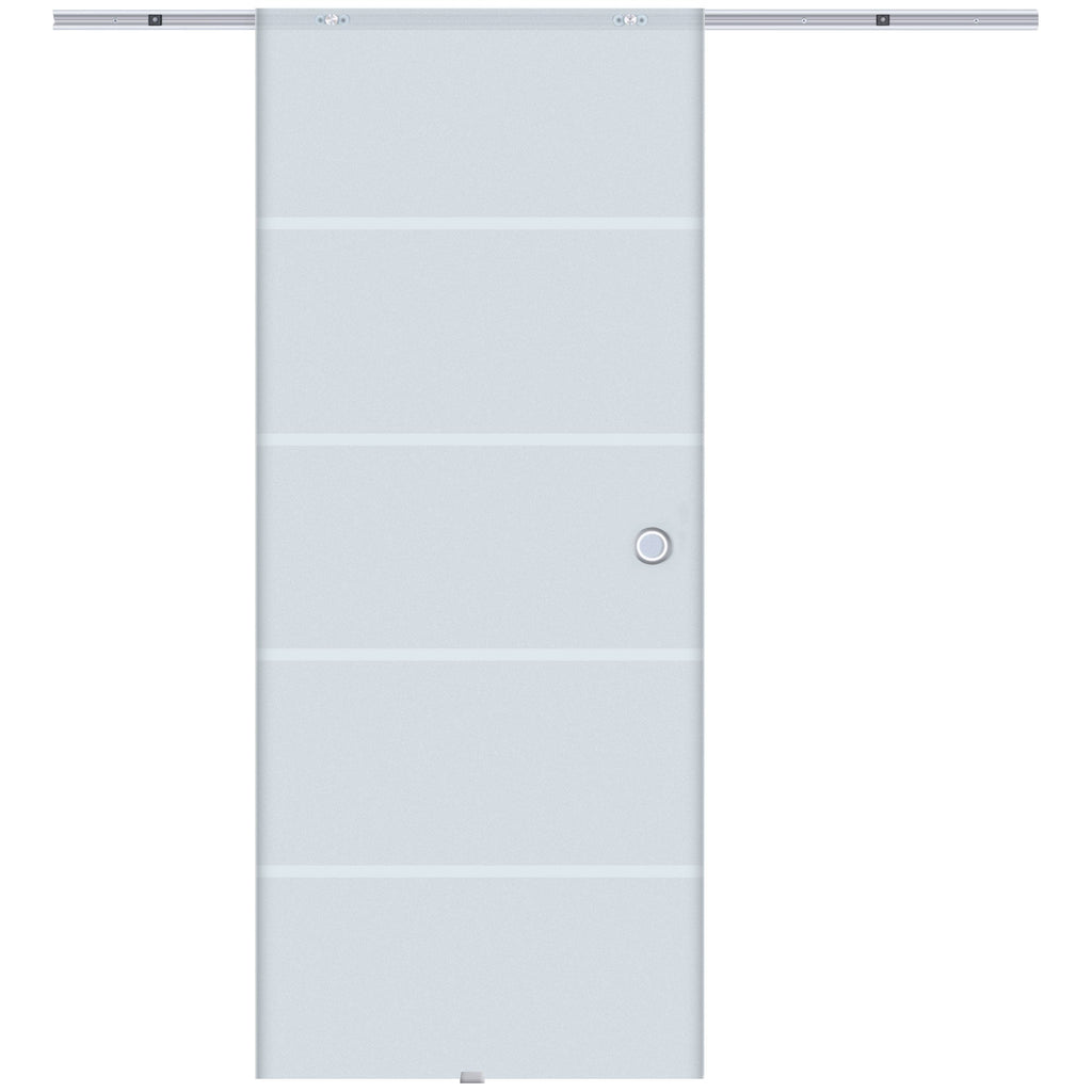 Internal sliding door in chopped and satin glass with B3 binary aluminum for bathroom Kitchen Studio Glass 205x 90x 0.8cm - Borgè