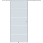 Internal sliding door in chopped and satin glass with B3 binary aluminum for bathroom Kitchen Studio Glass 205x 90x 0.8cm - Borgè