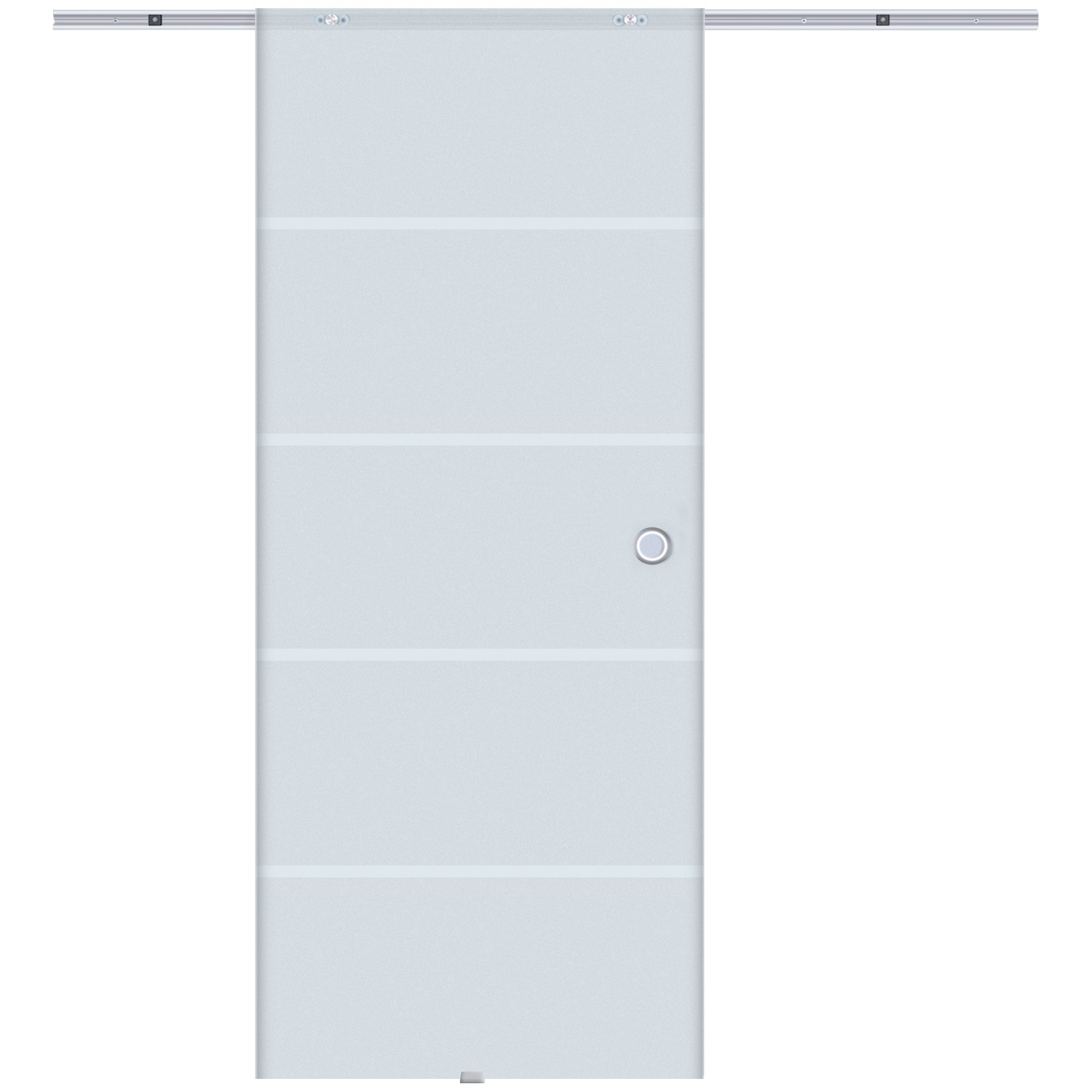 Internal sliding door in chopped and satin glass with B3 binary aluminum for bathroom Kitchen Studio Glass 205x 90x 0.8cm - Borgè