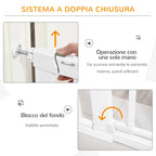 Extendable Dog Gate with Self-Closing Door, Metal and ABS, 75-131x76 cm, White - Borge' Group Limited