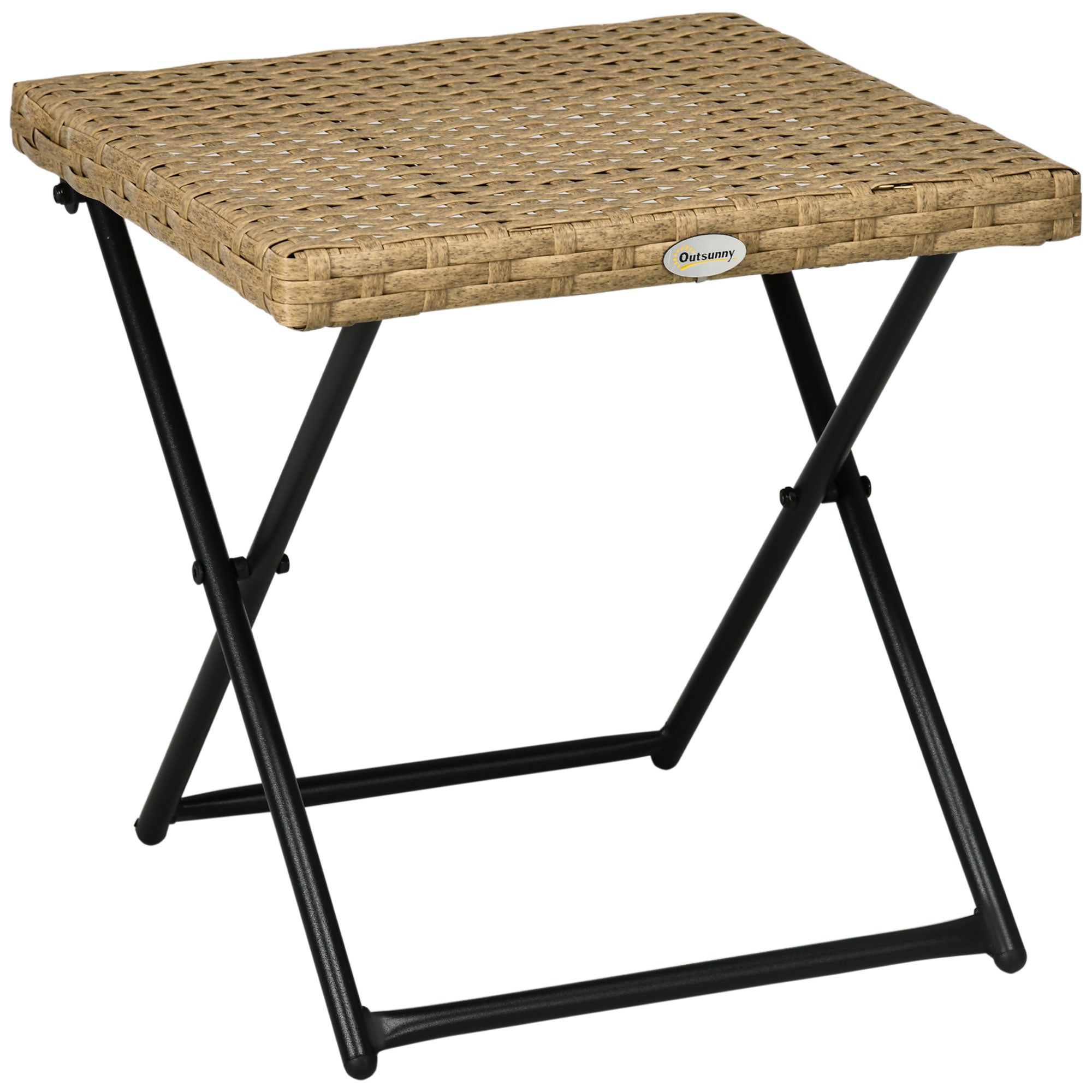 Outsunny Garden Table Folding saving in Rattan Synthetic and Steel, 40x40x40cm, Wicker color - Borgè