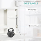 Folding Wall Desk and Space -Space With Shelves, for home and Office, in Truciolato and MDF, 60x21.5x50 cm, white - Borgè