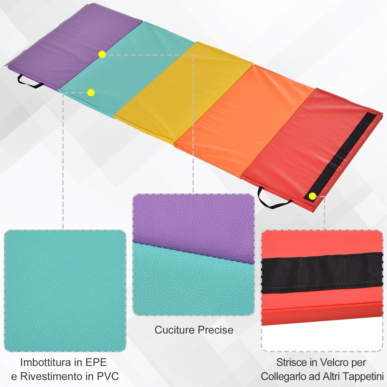 Fitness Mat for Gym and Home, 5 Folding Panels, 195x76x3cm - Borge' Group Limited