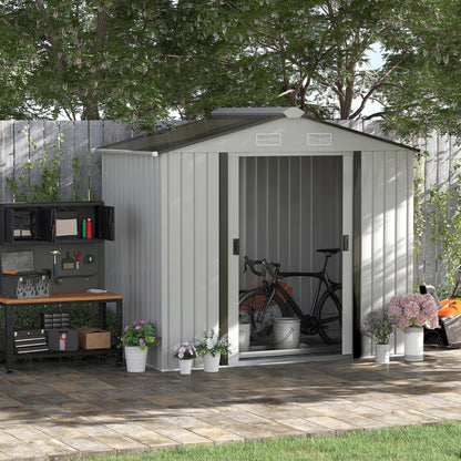 Outsunny house holder house tools, garden shed with sliding doors, 213x130x185 cm, white - Borgè