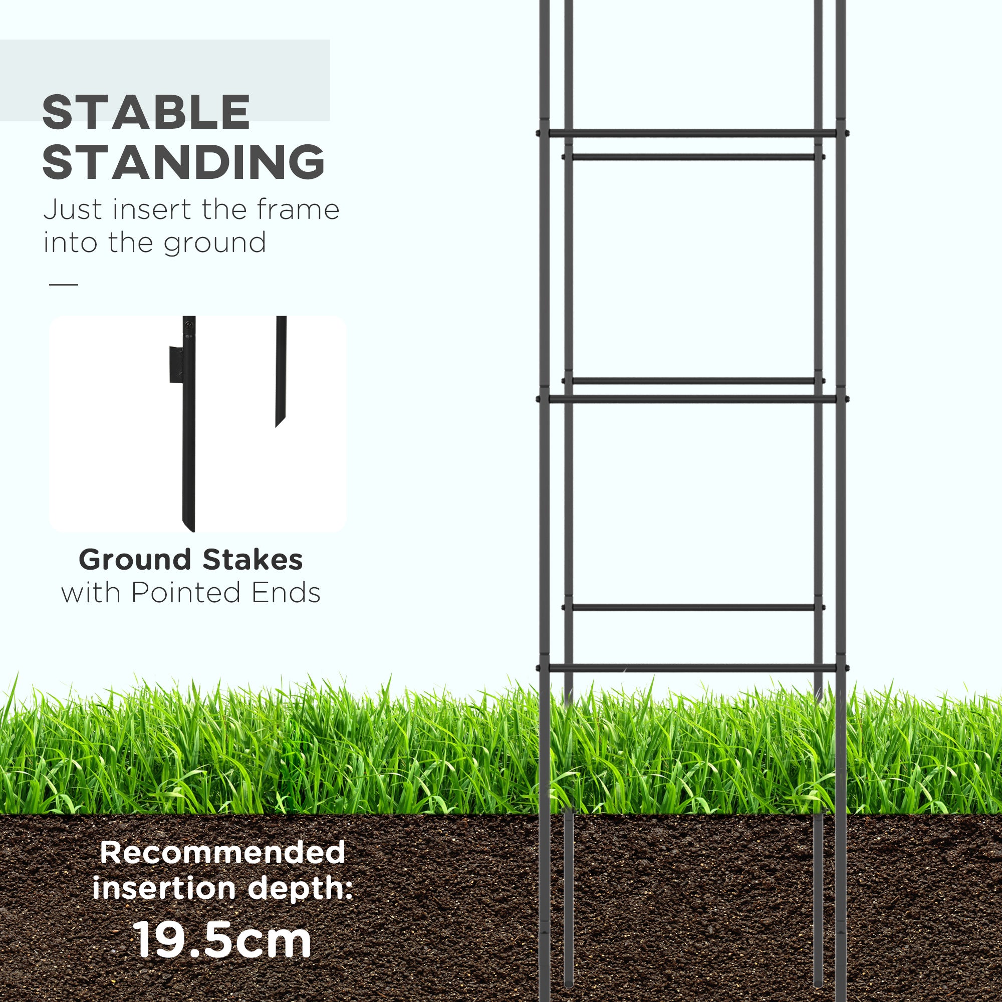 Outsunny arch for metal and outdoor metal climbing, 140x40x240cm, black - Borgè