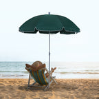 2x2.3m Portable Outdoor Umbrella with Tilting Canopy in Dark Green Polyester - Borge' Group Limited