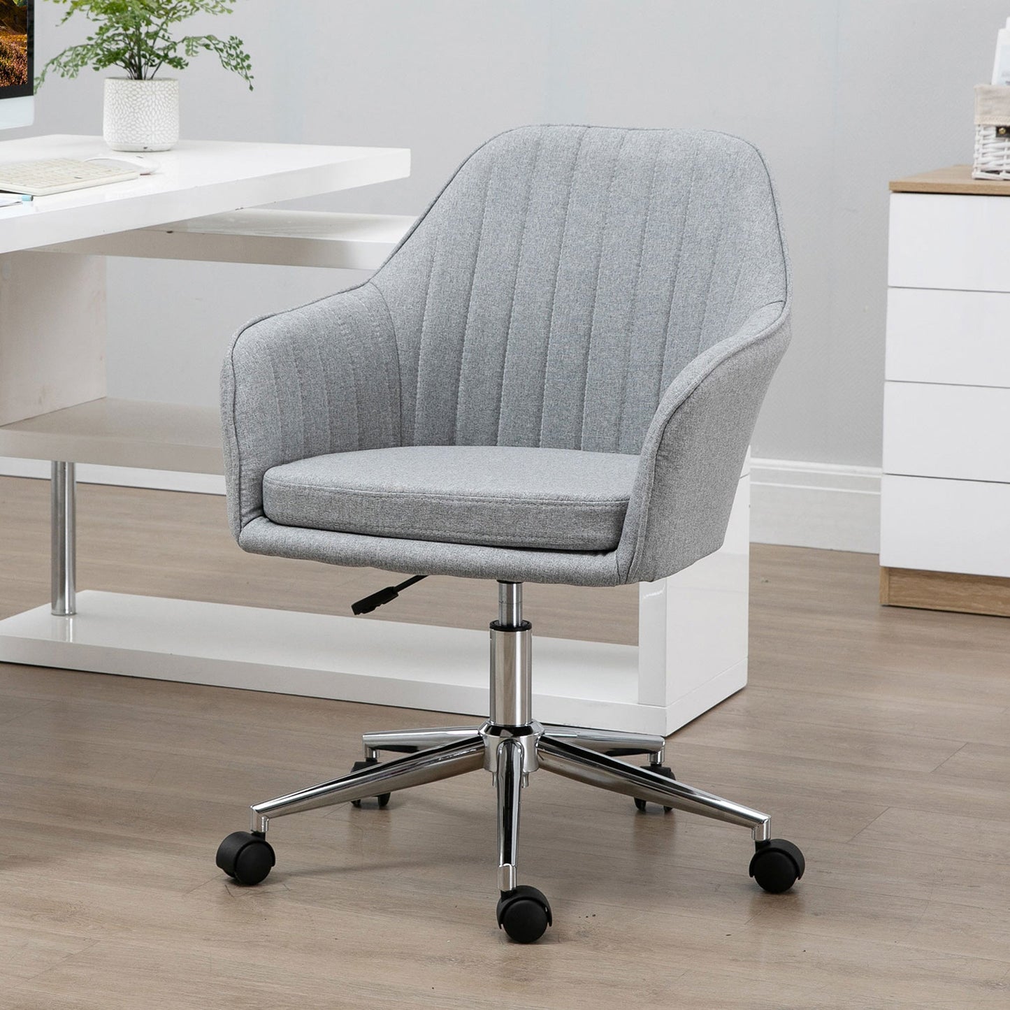 Vash office chair in fabric with swivel seat and adjustable height, light Grey - Borgè