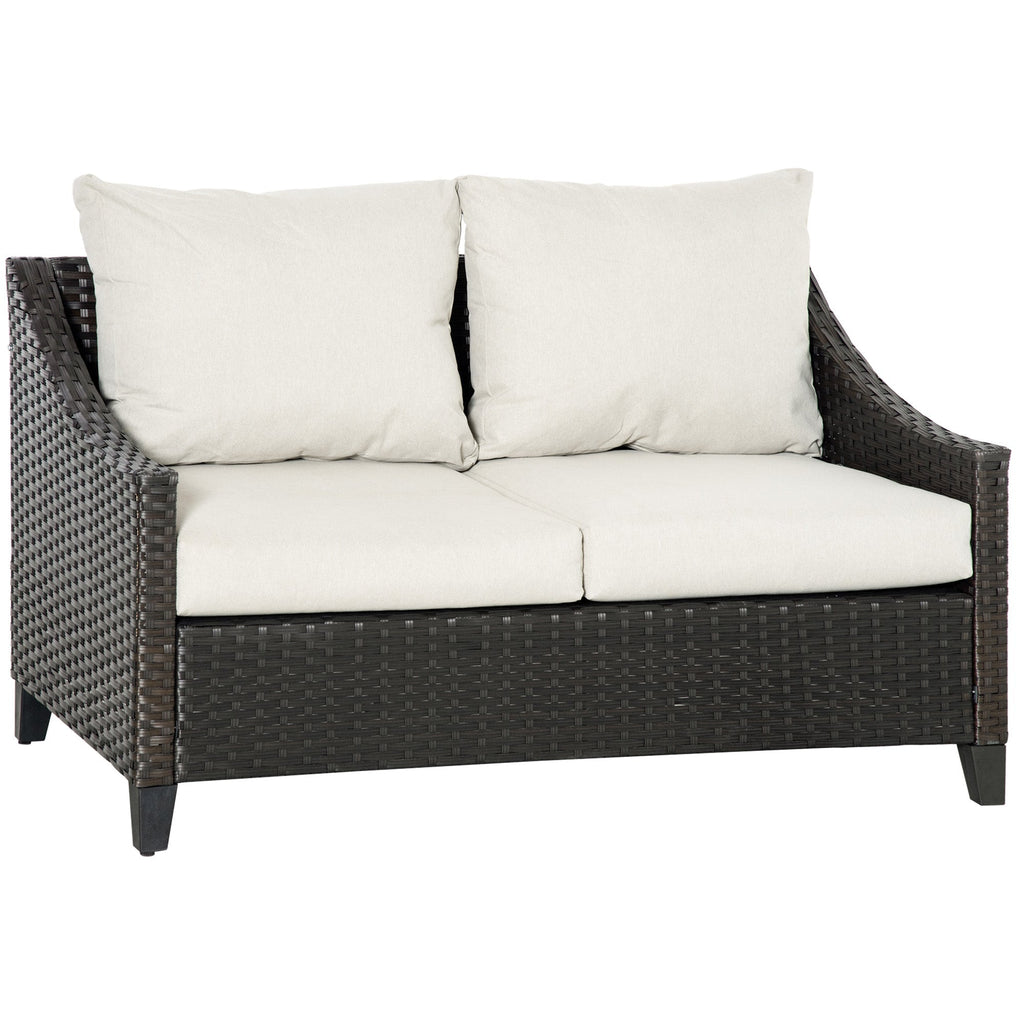 2-Seater PE Rattan Garden Sofa with Cushions, 132x70x74cm, Brown - Borge' Group Limited