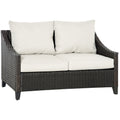2-Seater PE Rattan Garden Sofa with Cushions, 132x70x74cm, Brown - Borge' Group Limited