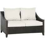 2-Seater PE Rattan Garden Sofa with Cushions, 132x70x74cm, Brown - Borge' Group Limited