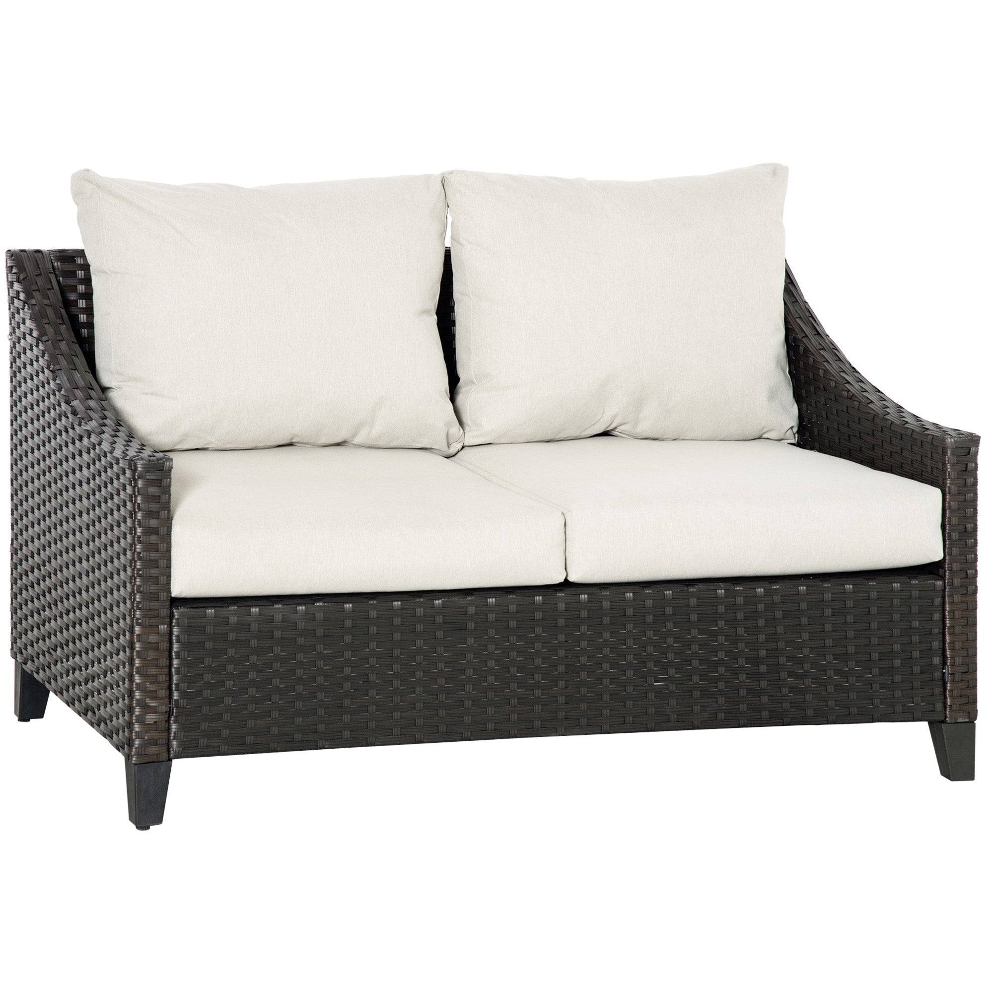 2-Seater PE Rattan Garden Sofa with Cushions, 132x70x74cm, Brown - Borge' Group Limited
