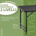 Folding Garden Table for 4 People with Adjustable Height, in Steel and HDPE, 118x60x74 cm - Borge' Group Limited