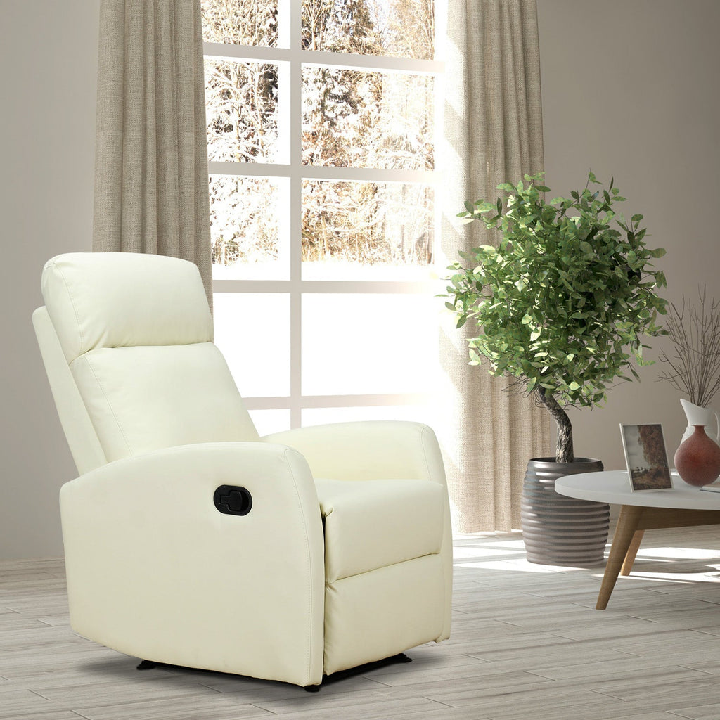 Relaxable Relaxable Armchair 170 ° With Ergonomic Adjustable Poggiapiece in LIBERPELLE 65 × 92 × 100cm cream - Borgè