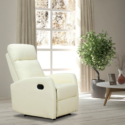 Relaxable Relaxable Armchair 170 ° With Ergonomic Adjustable Poggiapiece in LIBERPELLE 65 × 92 × 100cm cream - Borgè