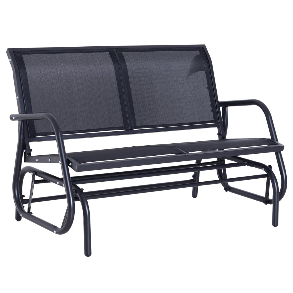 2-Seater Garden Swing Bench in Metal and Breathable Mesh Fabric, 120x70x85cm, Black - Borge' Group Limited