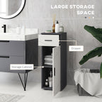 Kleankin Bathroom Cabinet in chipboard with drawer and 2nd levels adjustable, 30x30x82 cm, gray - Borgè