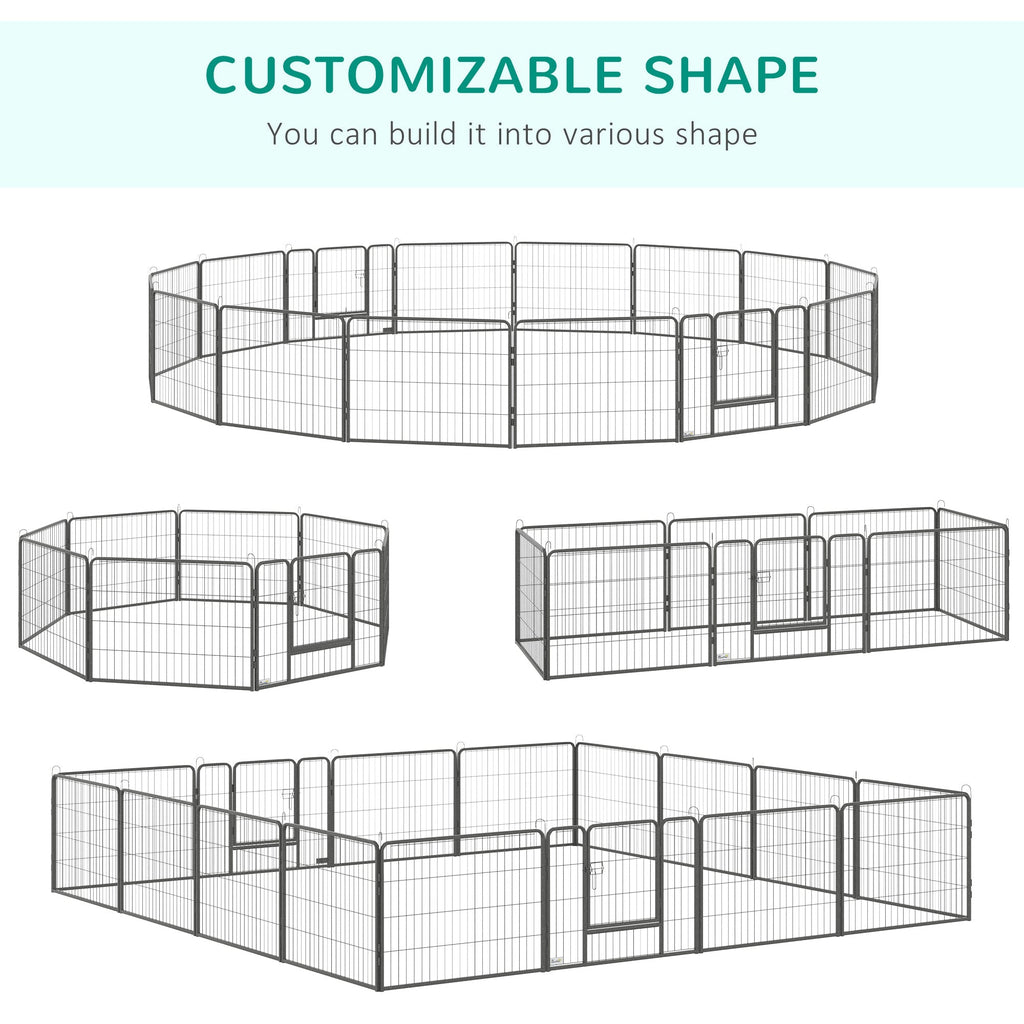 Pawhut fence for dogs and puppies with 16 modular panels and 2 inputs, 80x1.5x60cm - Borgè