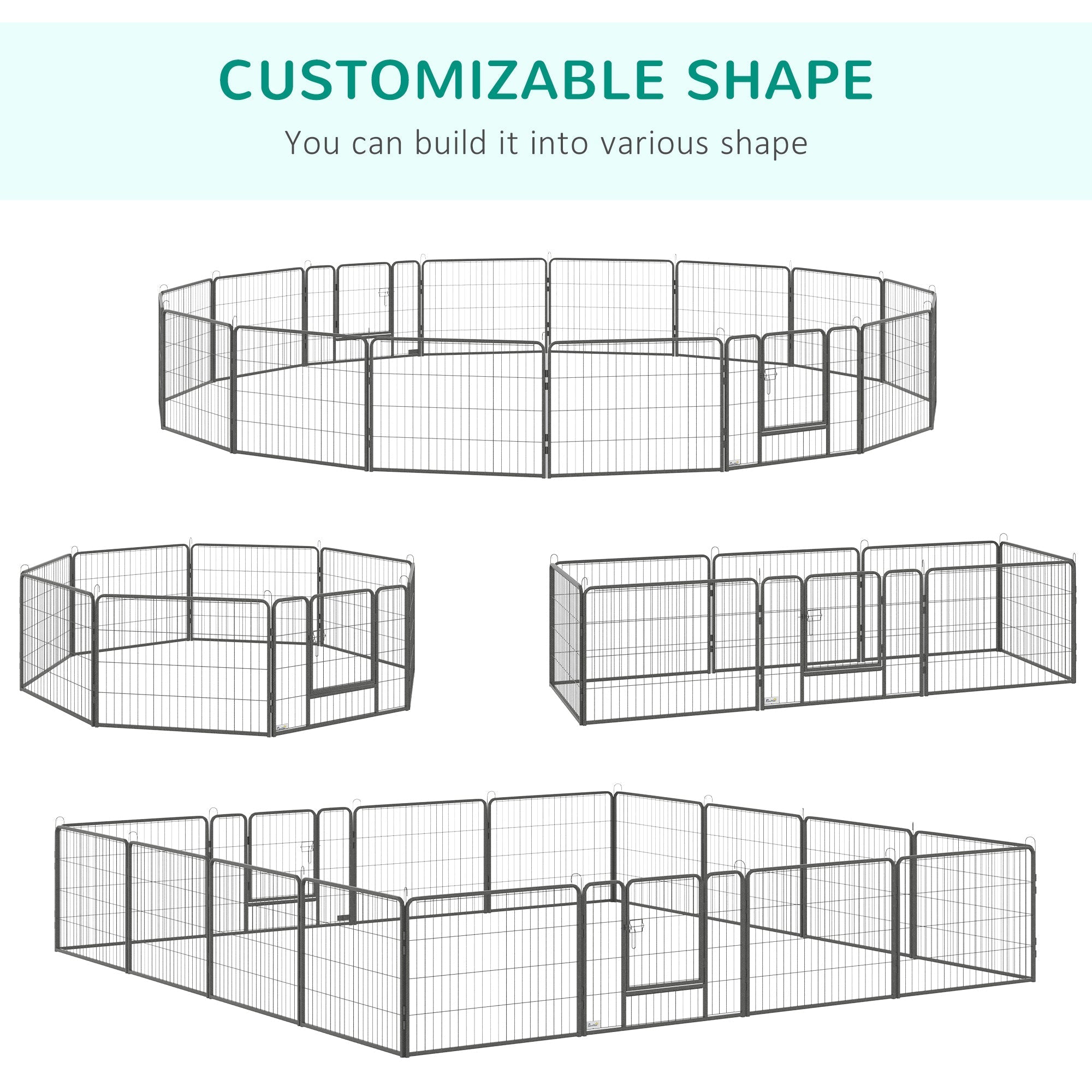 Pawhut fence for dogs and puppies with 16 modular panels and 2 inputs, 80x1.5x60cm - Borgè