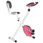 Folding Exercise Bike with 5 Adjustable Positions and 8 Levels of Magnetic Resistance, X-Shaped Structure, 43x97x109cm, Pink and White - Borge' Group Limited