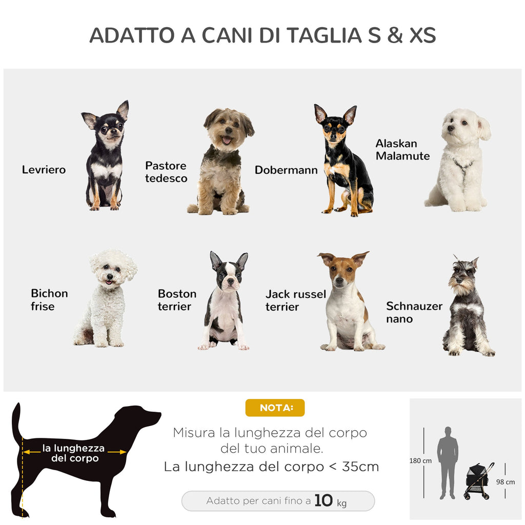 Foldable Dog Stroller with Removable Carrier and Canopy, 82x49. 5x98cm, Black - Borge' Group Limited