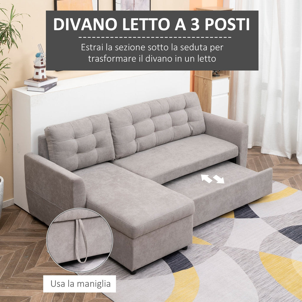 Grey Corner Sofa | 3 Seater Sofa/Sofa Bed - Borgè