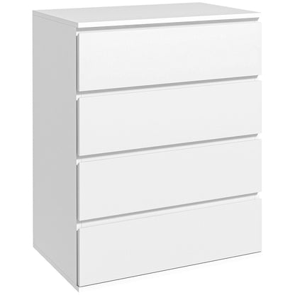 Homcom chest of drawers 4 drawers in chipboard with metal guides and grooved handles, 60x40x80 cm, white - Borgè