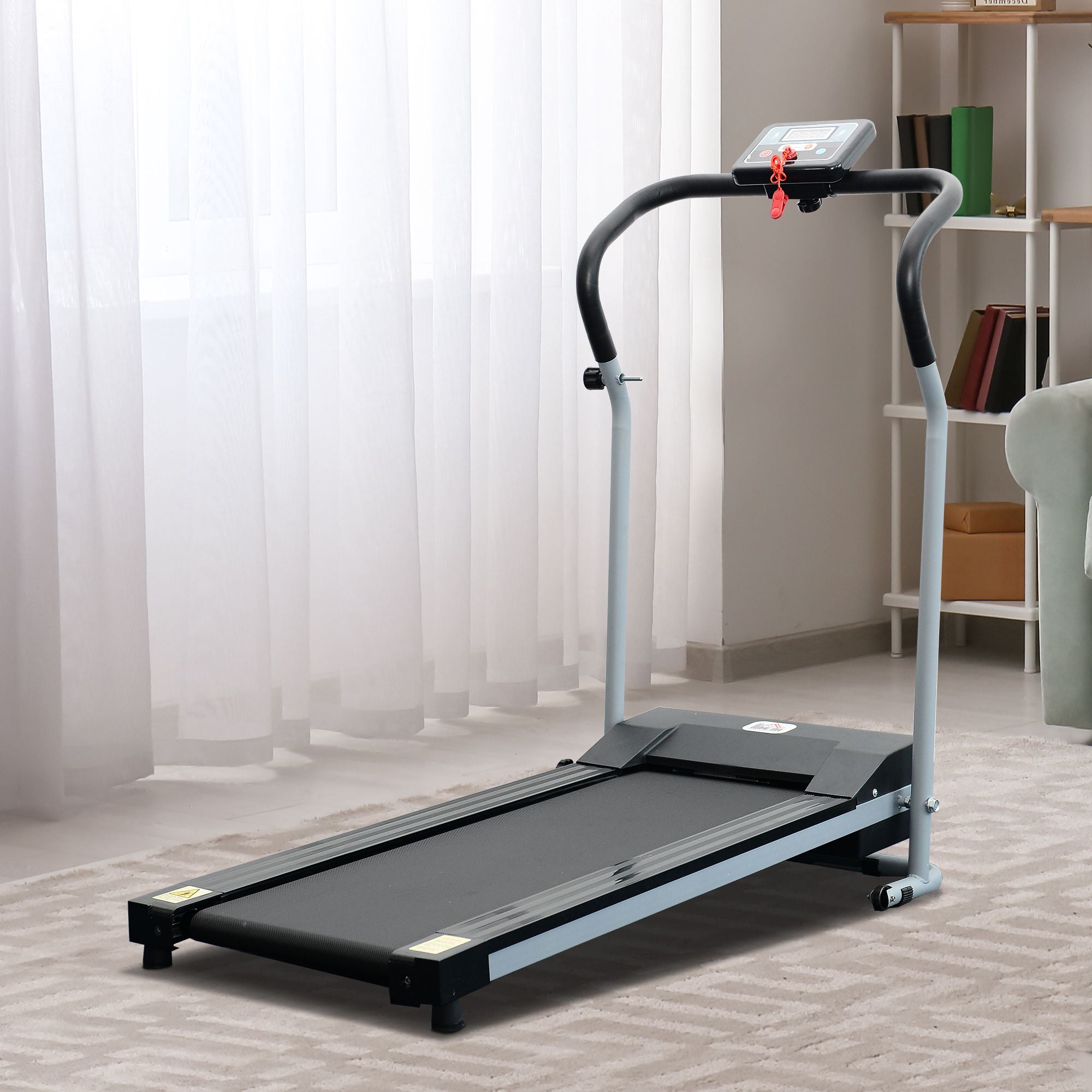 Electric Folding Treadmill with LCD Screen and 2 Wheels for Home or Office Training, 500W Motor, 10km/h Speed - Borgè