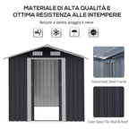 Galvanized Steel Garden Shed, Double Sliding Door and 4 Vents 2x1.5x1.9m - Borge' Group Limited