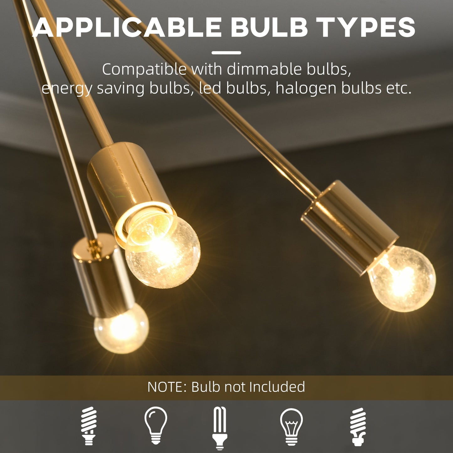 Gold Suspension Ceiling lamp with 10 lights - Borgè