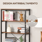 Homonde Library in Vintage Industrial Style with 6 shelves in wood and black metal - Borgè