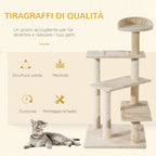 Multi-Level Cat Perch with Sisal Scratching Post, Cat Tree with Platforms and Plush House Beige, 50x50x100cm - Borge' Group Limited