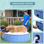 Foldable Plastic Dog Pool with Stable Edge for Pets, Blue, 120 x 30 cm (ØxH) - Borge' Group Limited