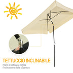 2x2m Outdoor Umbrella with Square Canopy, Adjustable and Portable Structure, Cream - Borge' Group Limited